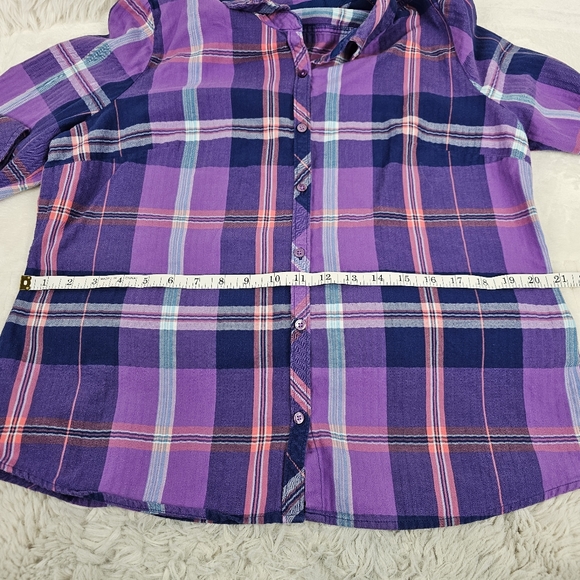 St. John's Bay Plaid Cotton Button Down Shirt - Picture 6 of 10